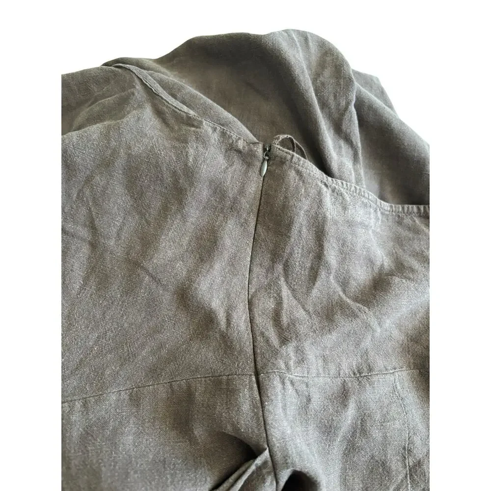 ZARA BROWN LINEN-LIKE JUMPSUIT NWT SIZE LARGE- FLAW